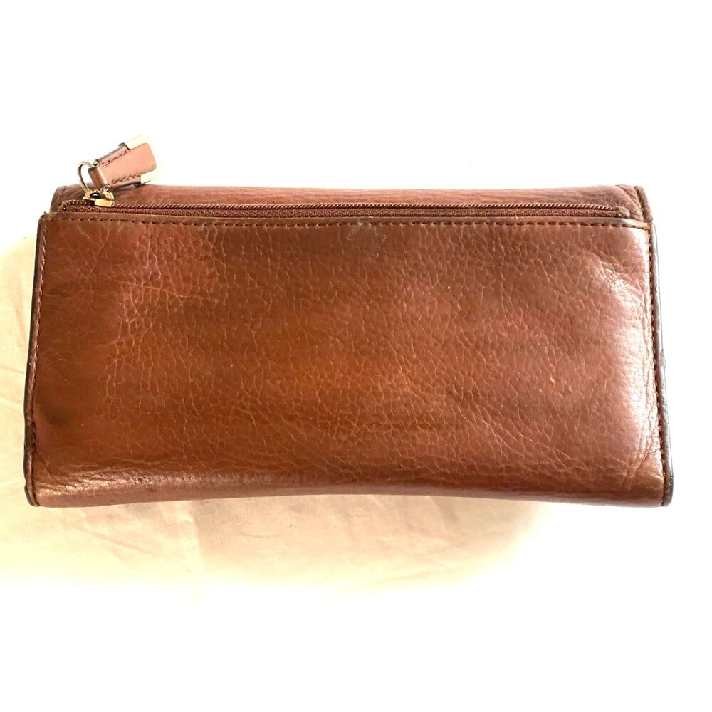 Vintage Coach Long Trifold Leather British Tan Envelope Wallet w/Zip Coin Pocket - Picture 4 of 9
